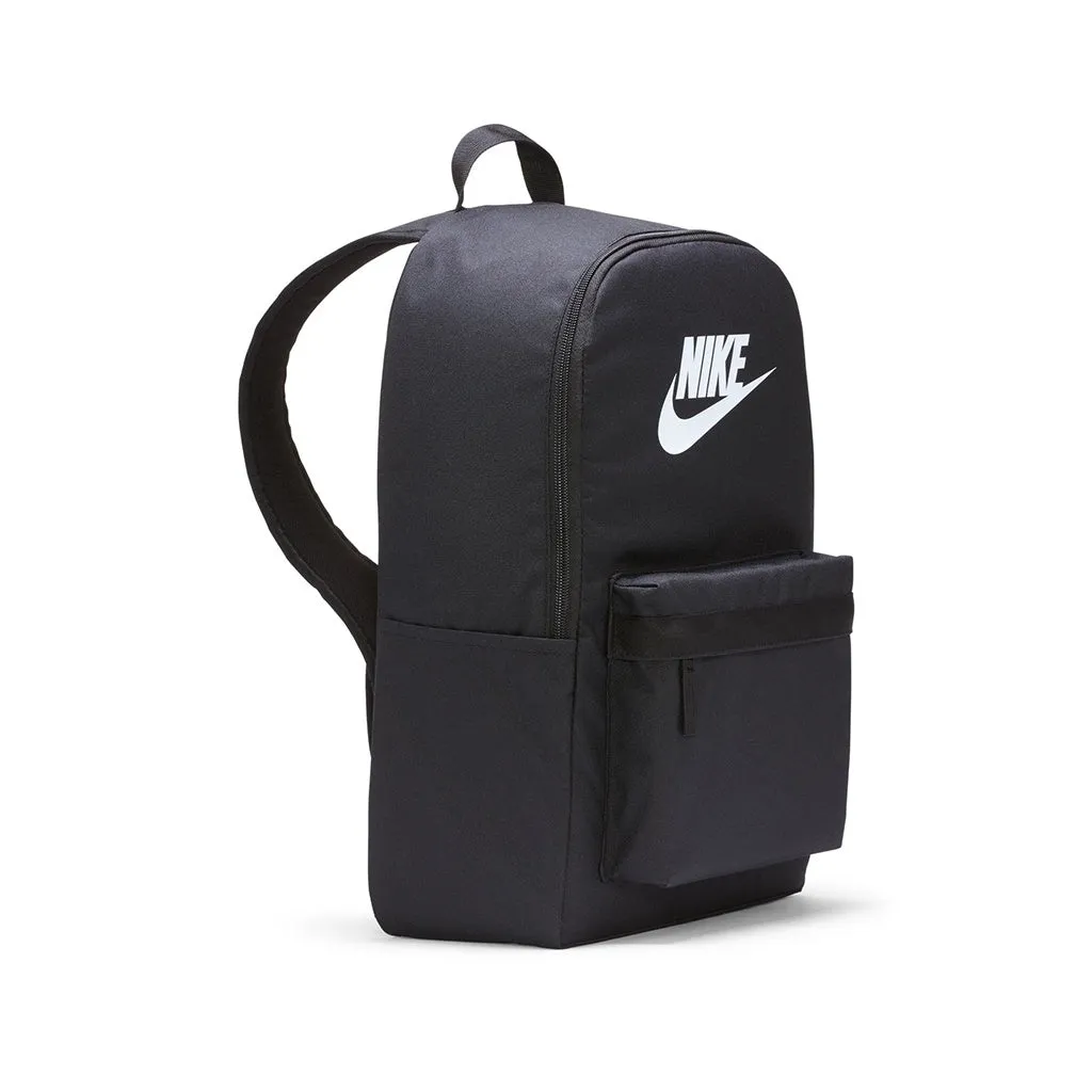 NIKE | HERITAGE 25 LITRE BACKPACK. BLACK/BLACK/WHITE