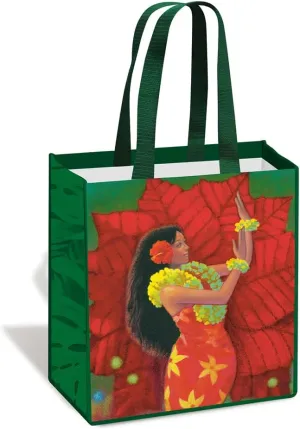 Non-Woven Reusable Grocery Shopping Tote Bag – Hibiscus Hula II Design – Durable & Eco-Friendly Shopping Bag with Reinforced Bottom – 12.75”W x 13”H x 8”D