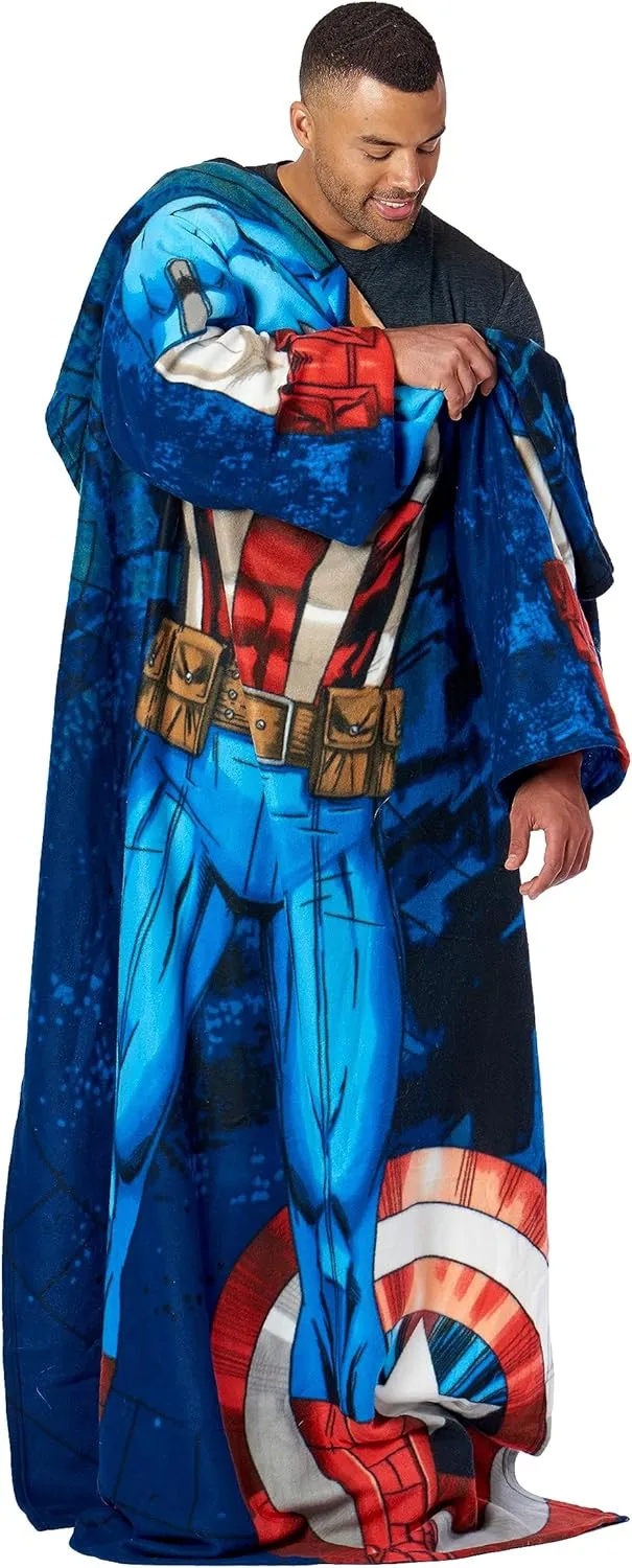 Northwest Comfy Throw Blanket with Sleeves, Adult (48 x 71 in), Captain America