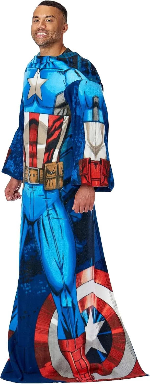 Northwest Comfy Throw Blanket with Sleeves, Adult (48 x 71 in), Captain America