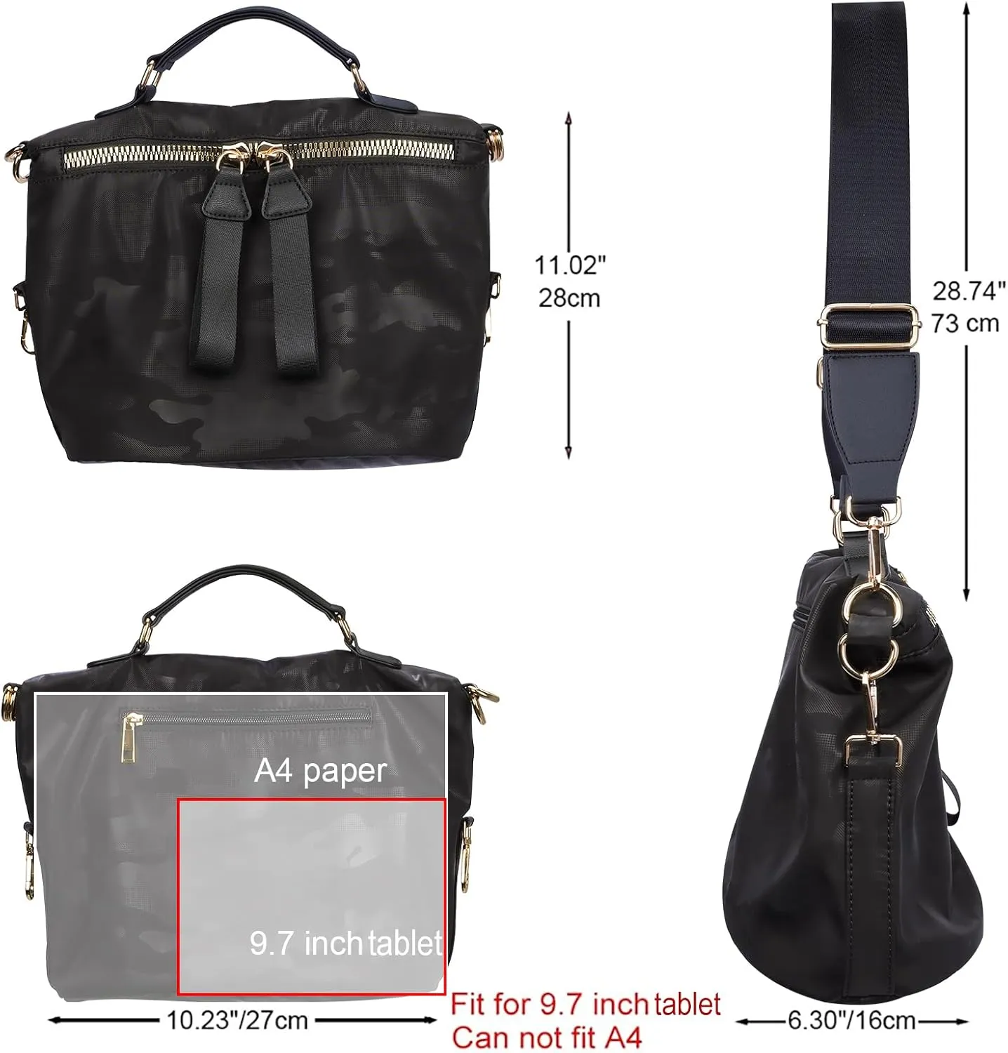 Nylon Crossbody Handbag for Women Anti-theft Purse Shopping Tote Bag Lightweight Shoulder Bag