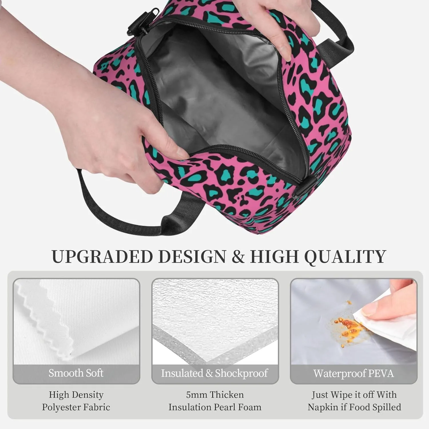 Ocean Theme,Insulated Reusable Lunch Bag Adult Large Lunch Box for Women and Men,Maritime Pattern,Adjustable Shoulder Strap,Front Zipper Pocket,Dark Blue Green White
