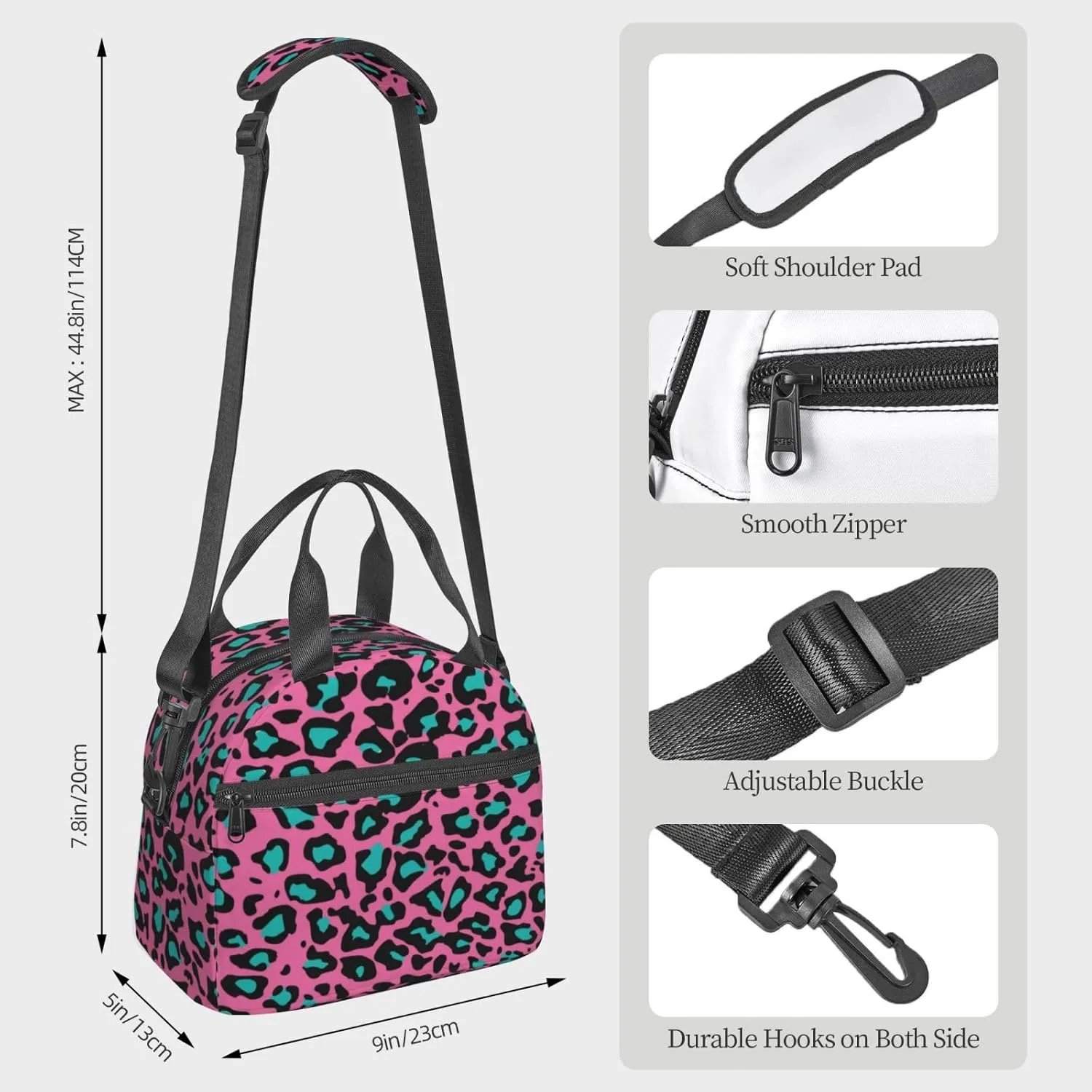 Ocean Theme,Insulated Reusable Lunch Bag Adult Large Lunch Box for Women and Men,Maritime Pattern,Adjustable Shoulder Strap,Front Zipper Pocket,Dark Blue Green White