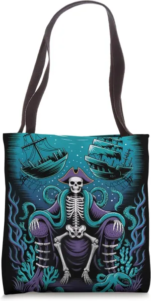 Octopus Kraken Pirate Skeleton Throne Abyss Tote Bag