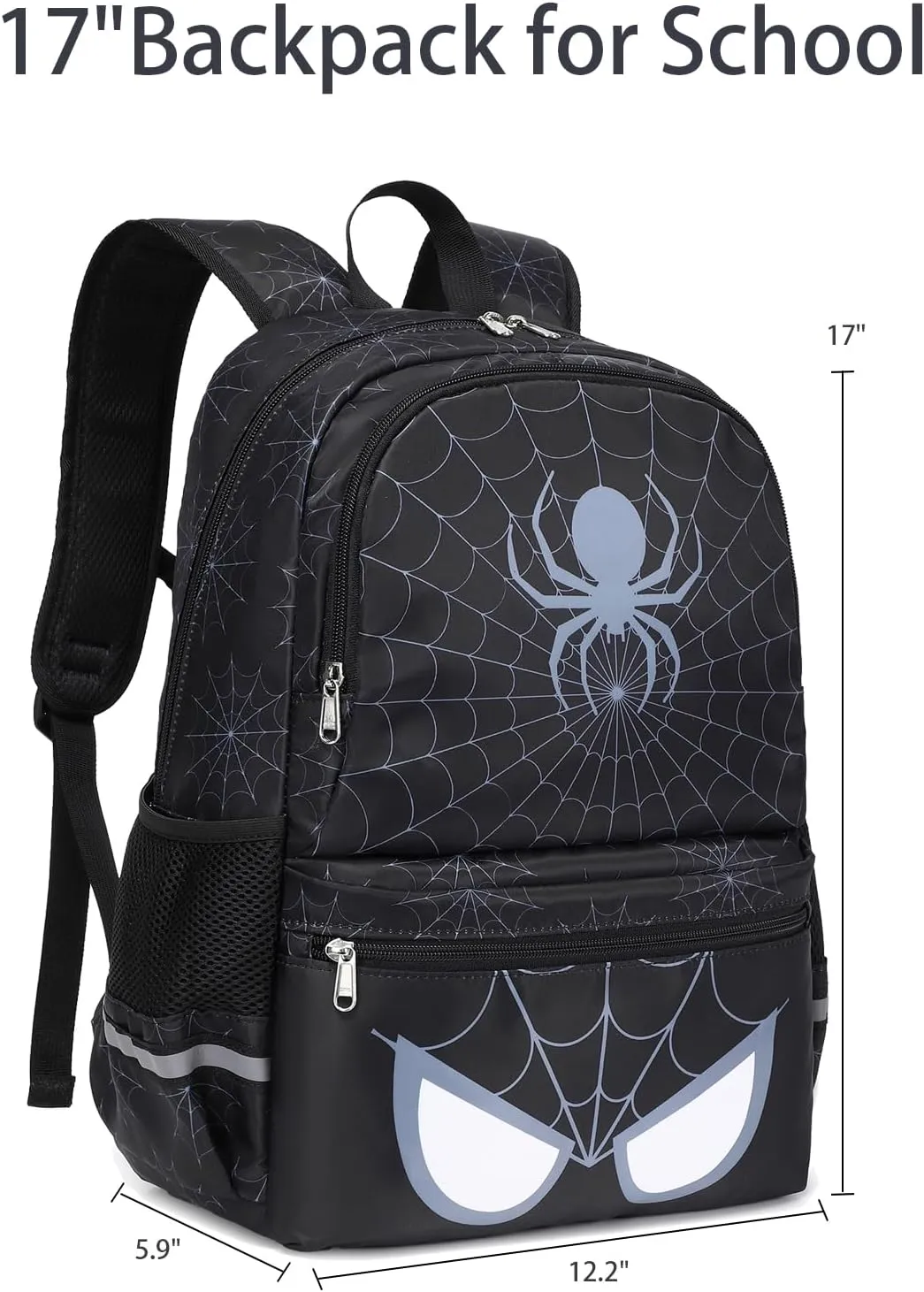 Octsky Boys School Backpack Elementary Middle Kids Bookbag Daypack Travel Back Pack 17 Inches,Spider Black