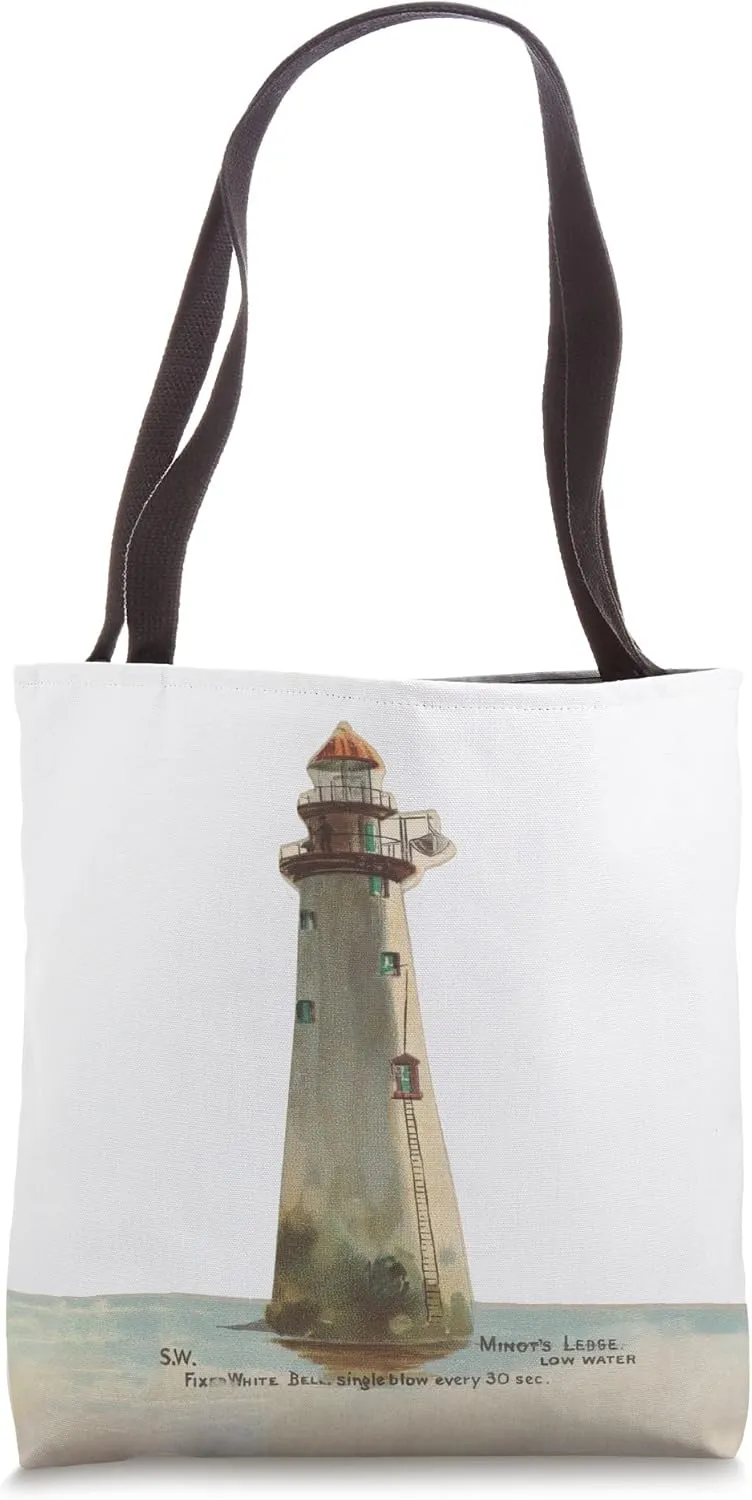 Old Minots Ledge Light Illustration (1889) Tote Bag