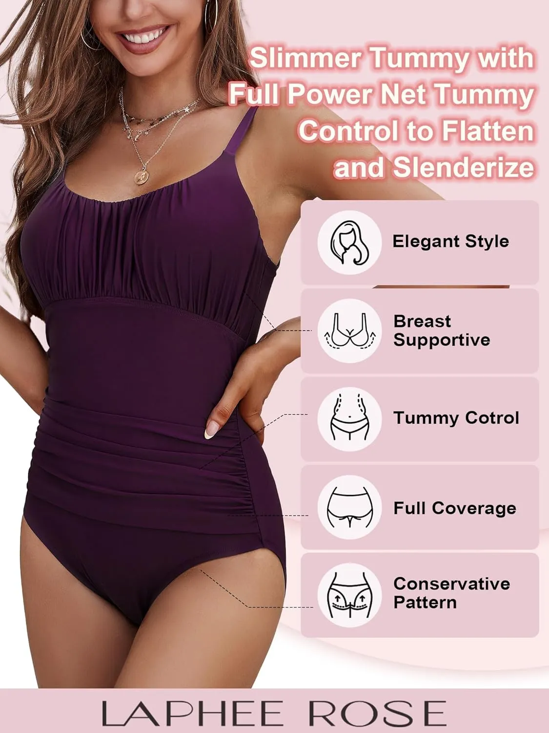 One Piece Swimsuit for Women Tummy Control Bathing Suits Ruched Swimwear