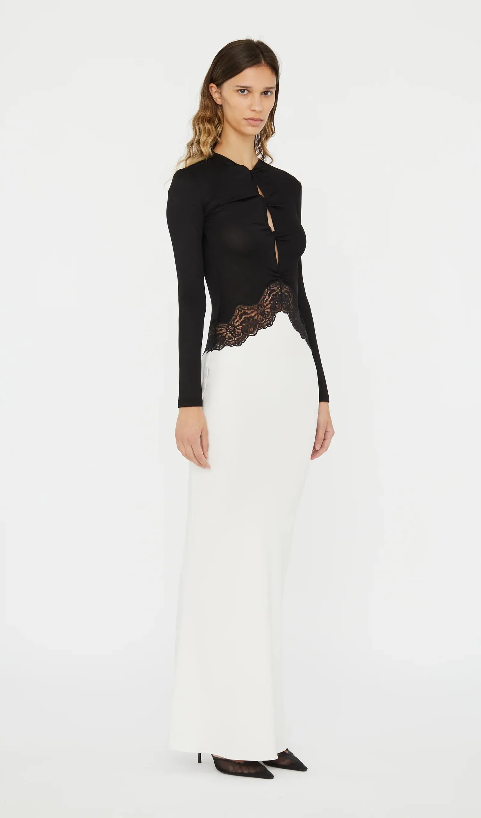 Open Twist Lace Maxi Dress