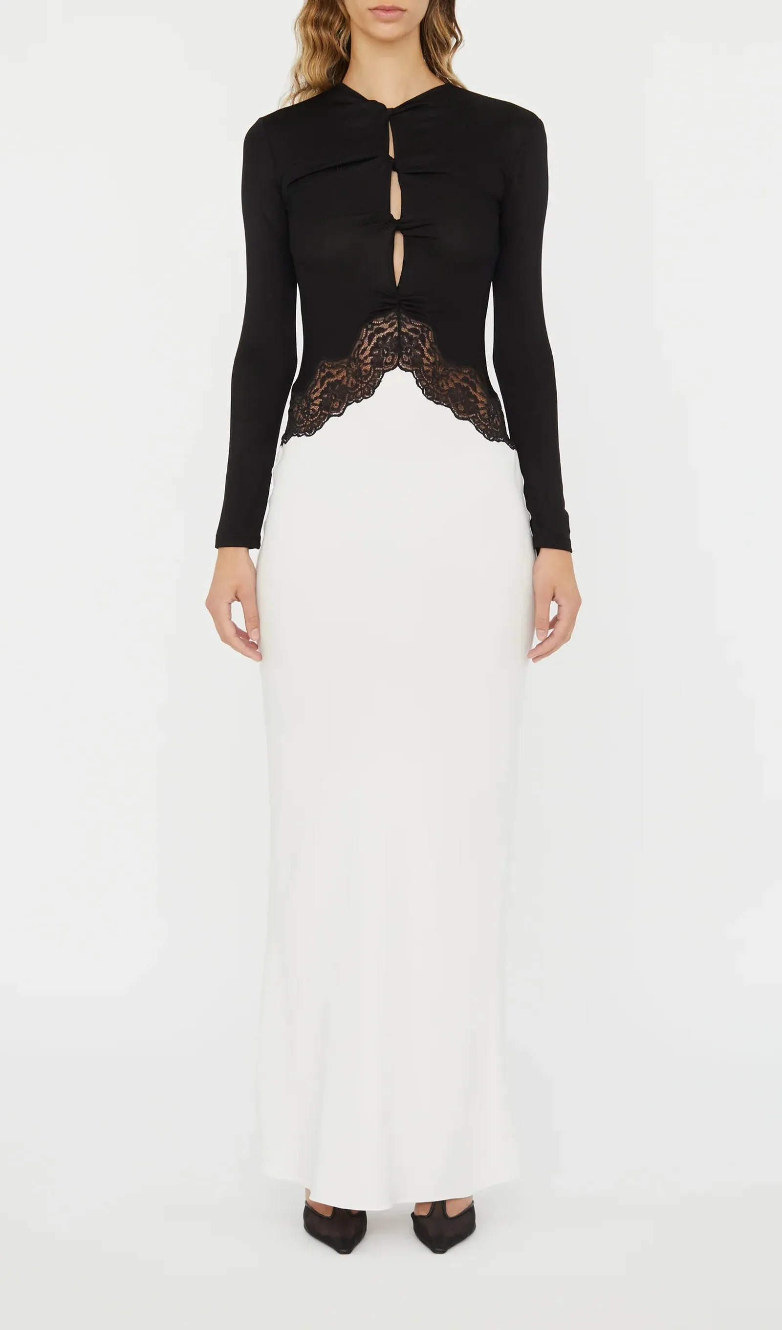 Open Twist Lace Maxi Dress