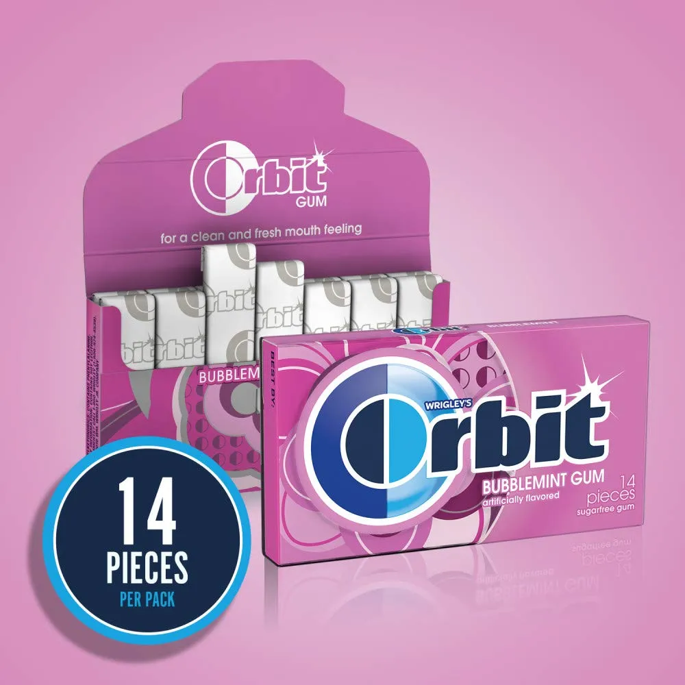 ORBIT Bubblemint Sugar Free Chewing Gum, 12 Packs of 14-Pieces (168 Total Pieces)
