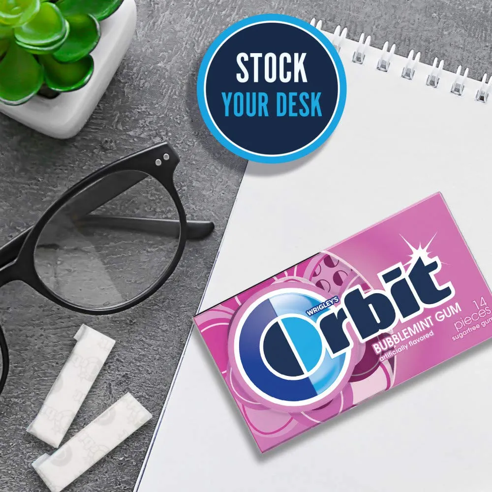 ORBIT Bubblemint Sugar Free Chewing Gum, 12 Packs of 14-Pieces (168 Total Pieces)
