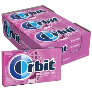 ORBIT Bubblemint Sugar Free Chewing Gum, 12 Packs of 14-Pieces (168 Total Pieces)