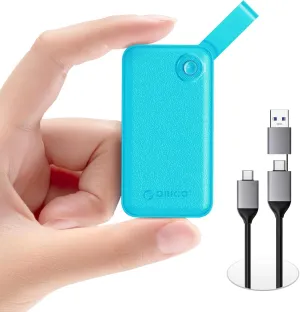 ORICO 2TB Portable SSD, Up to 2000MB/s, USB 3.2 Gen 2x2, Ultra-Mini, Compact with 2 in 1 USB C Cable, External Solid State Drives, Reliable Storage for USB C Smartphone, Tablet, PC - B20