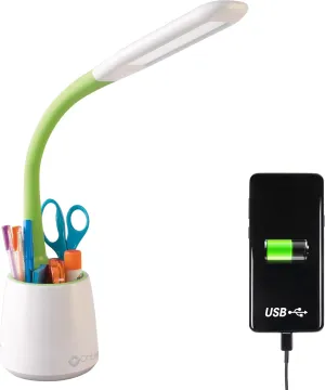 OttLite Organize LED Desk Lamp with USB Charging Port - Adjustable Table Lamp, Book Light with Storage, Multicolored Reading Light, Lamp with USB Port, Study Lamp and Crafting Light with Storage
