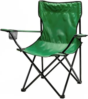 OVENTE Portable Camping Folding Chair with Heavy Duty Steel Frame, Arm Rest, Mesh Cup Holder and Carry Bag, Outdoor Foldable Seat Ideal for Fishing, Hiking, Travel, Picnic and Beach, Green CHR001G