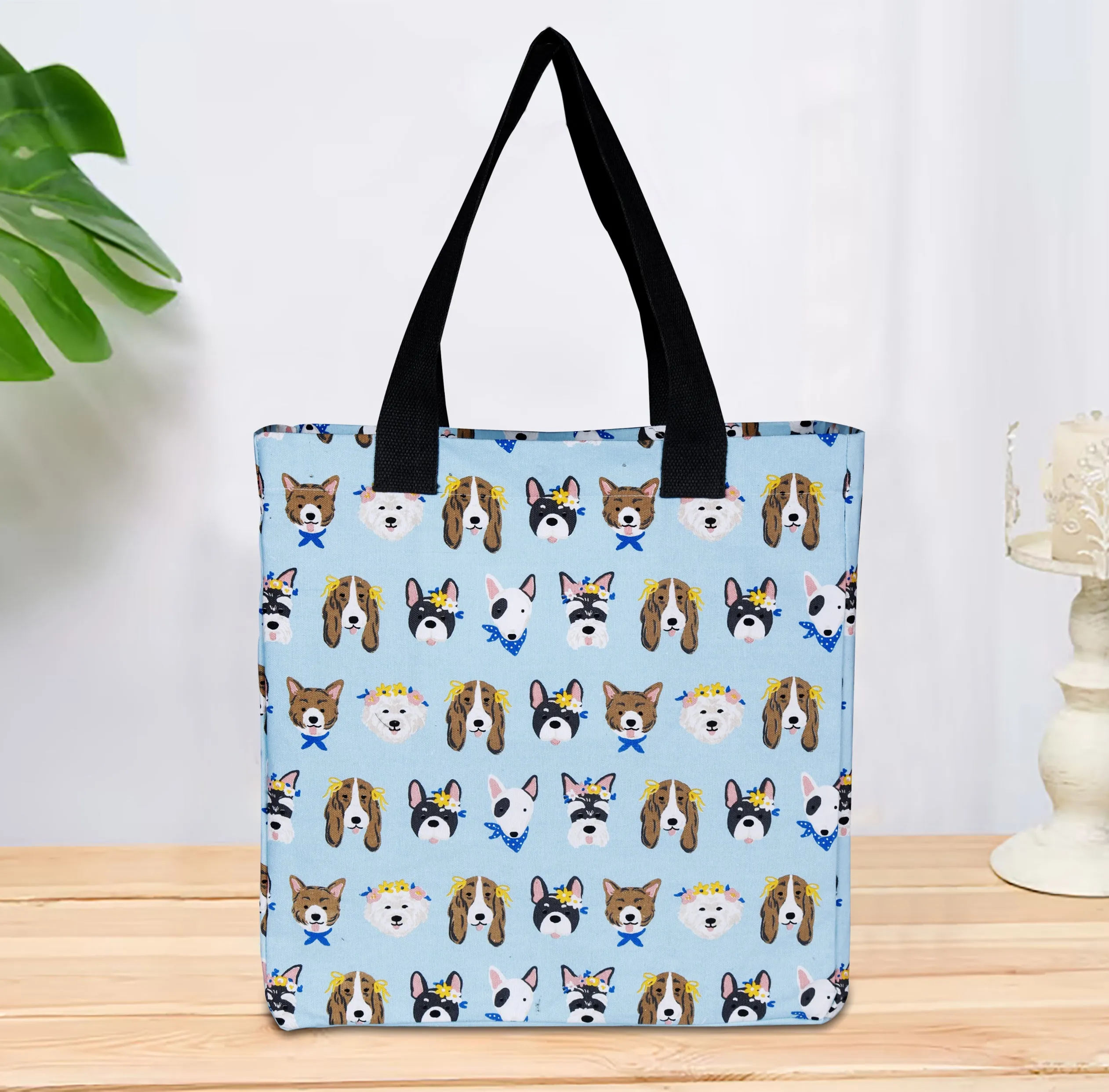 (Pack 1) Cotton Printed of Bags Shopping Digital Members-only Real-time Tote Canvas