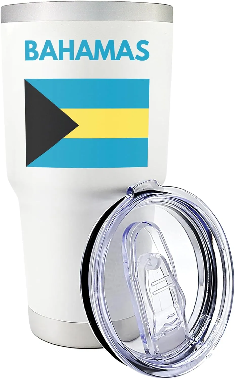 Palm City Products 30 oz Bahamas Tumbler - Caribbean Beach Tumbler, Nassau Souvenir Cup, White Tropical Insulated Cup, Bahamas Vacation Gift, Island Life Drinkware, Coastal Adventure Travel Mug