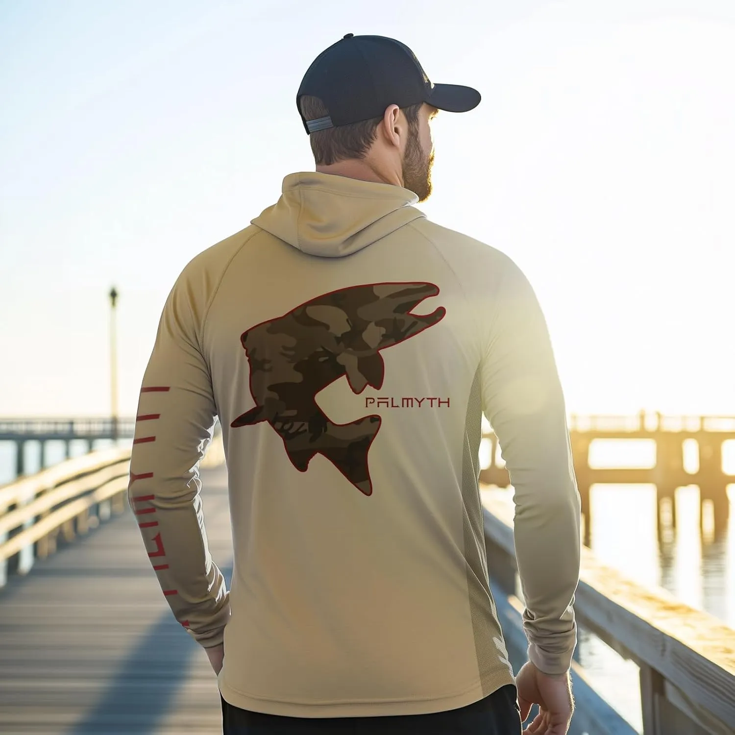 Palmyth Fishing Hoodie for Men Long Sleeve with Mask Sun Protection UV UPF 50  Shirts Neck Gaiter