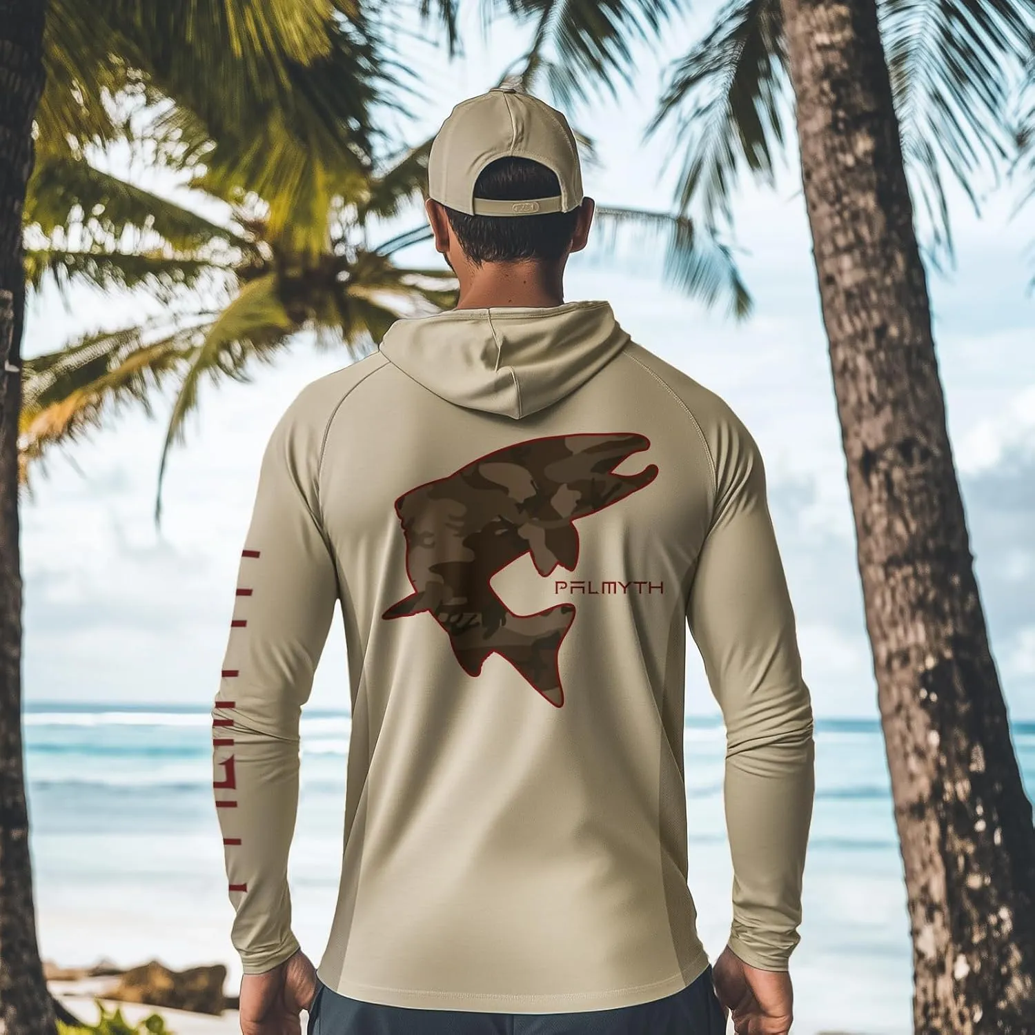 Palmyth Fishing Hoodie for Men Long Sleeve with Mask Sun Protection UV UPF 50  Shirts Neck Gaiter