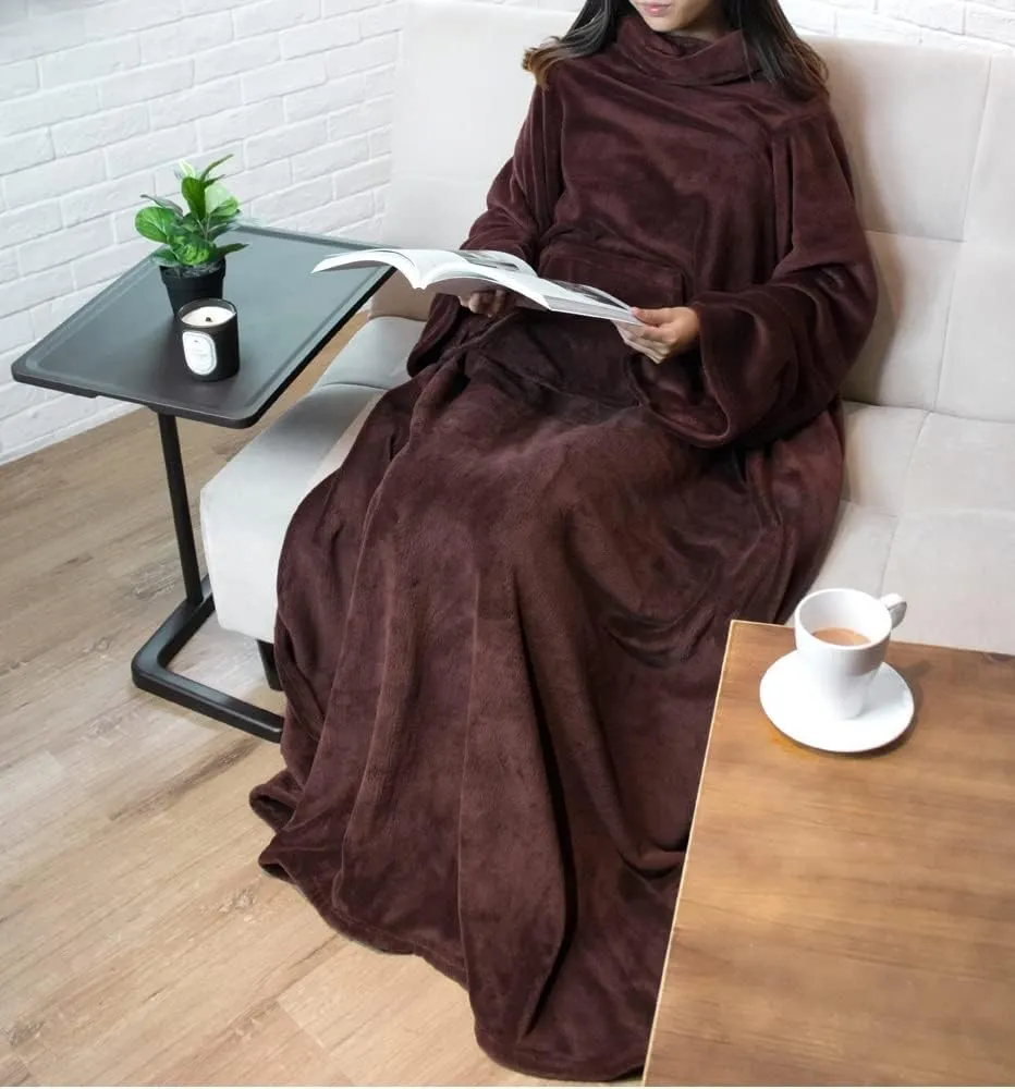 PAVILIA Blanket with Sleeves for Adult Women Men, Soft Warm Wearable Blanket Fleece Wrap Throw, Robe Blanket Gift