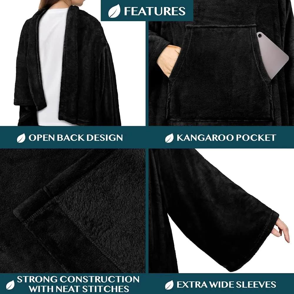 PAVILIA Blanket with Sleeves for Adult Women Men, Soft Warm Wearable Blanket Fleece Wrap Throw, Robe Blanket Gift