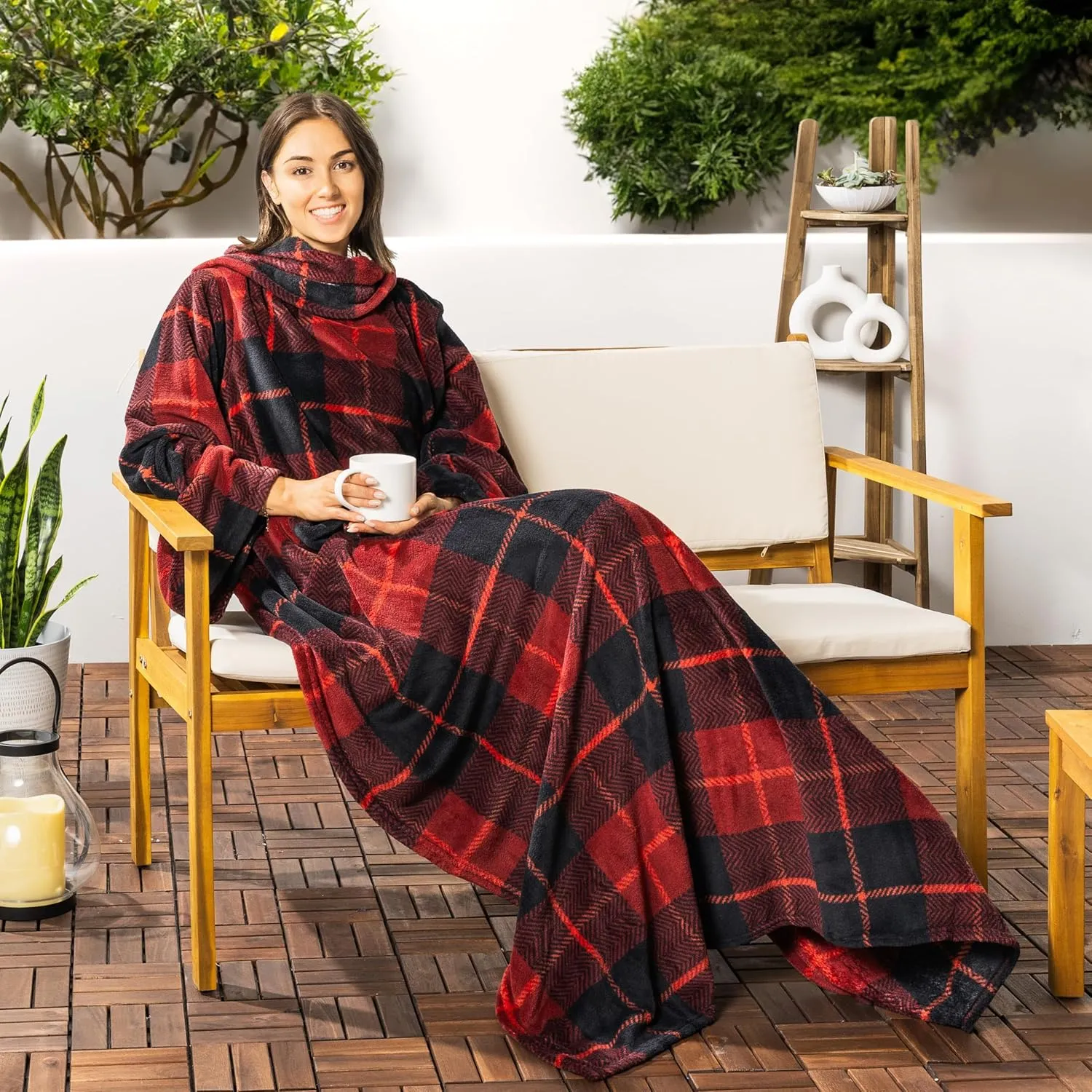 PAVILIA Wearable Blanket with Sleeves for Adult Women Men, Cozy Fleece Warm Wrap Throw with Arms, Gifts for Christmas, Wife