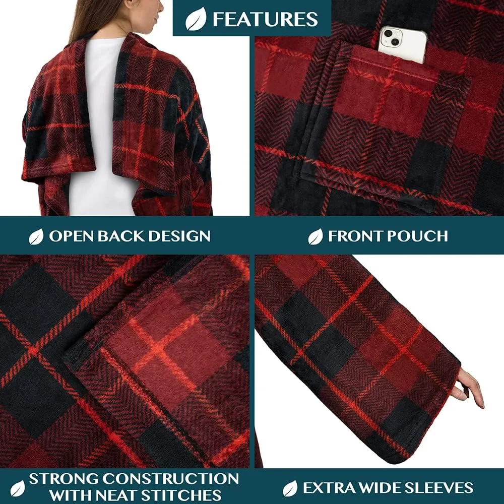 PAVILIA Wearable Blanket with Sleeves for Adult Women Men, Cozy Fleece Warm Wrap Throw with Arms, Gifts for Christmas, Wife