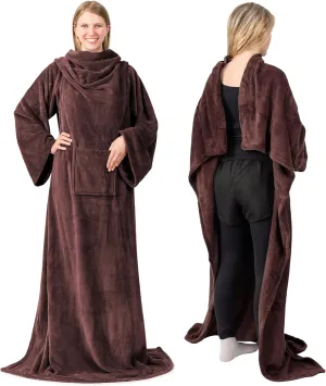 PAVILIA Wearable Blanket with Sleeves for Adult Women Men, Cozy Fleece Warm Wrap Throw with Arms, Gifts for Christmas, Wife