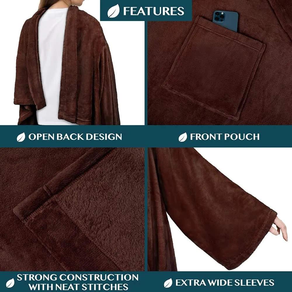PAVILIA Wearable Blanket with Sleeves for Adult Women Men, Cozy Fleece Warm Wrap Throw with Arms, Gifts for Christmas, Wife