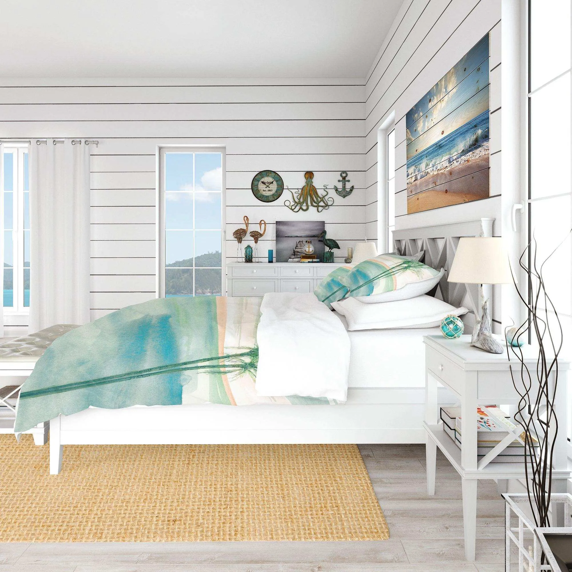 Peaceful Dusk II Tropical - Coastal Duvet Cover Set