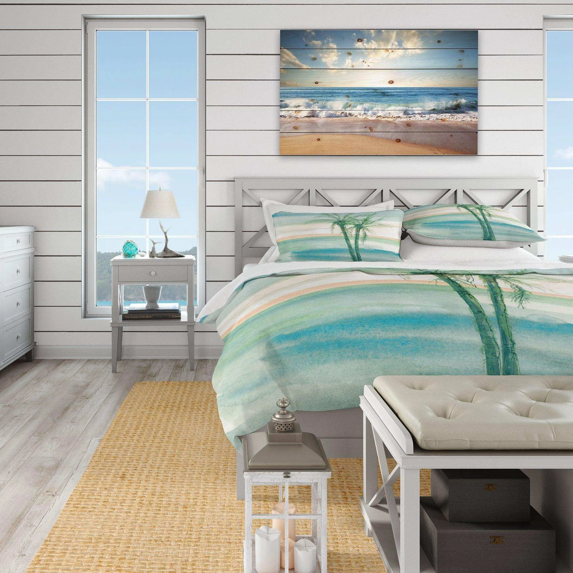 Peaceful Dusk II Tropical - Coastal Duvet Cover Set