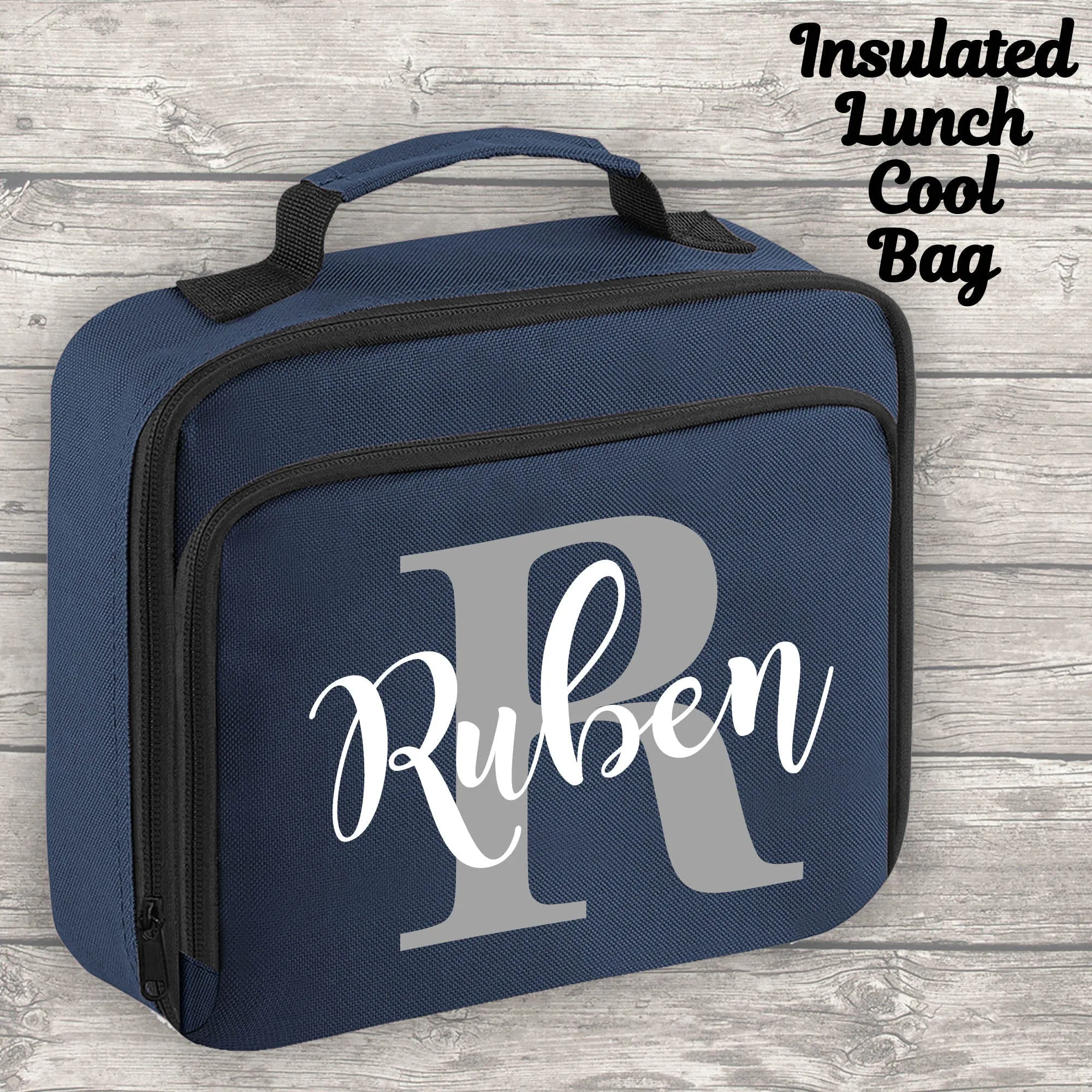 Personalised Backpack Kids 18 12 or 9 Litre Boys Girls Initial Name Lunch Bag Water Bottle Pencil Case School PE Bag Back To School Navy