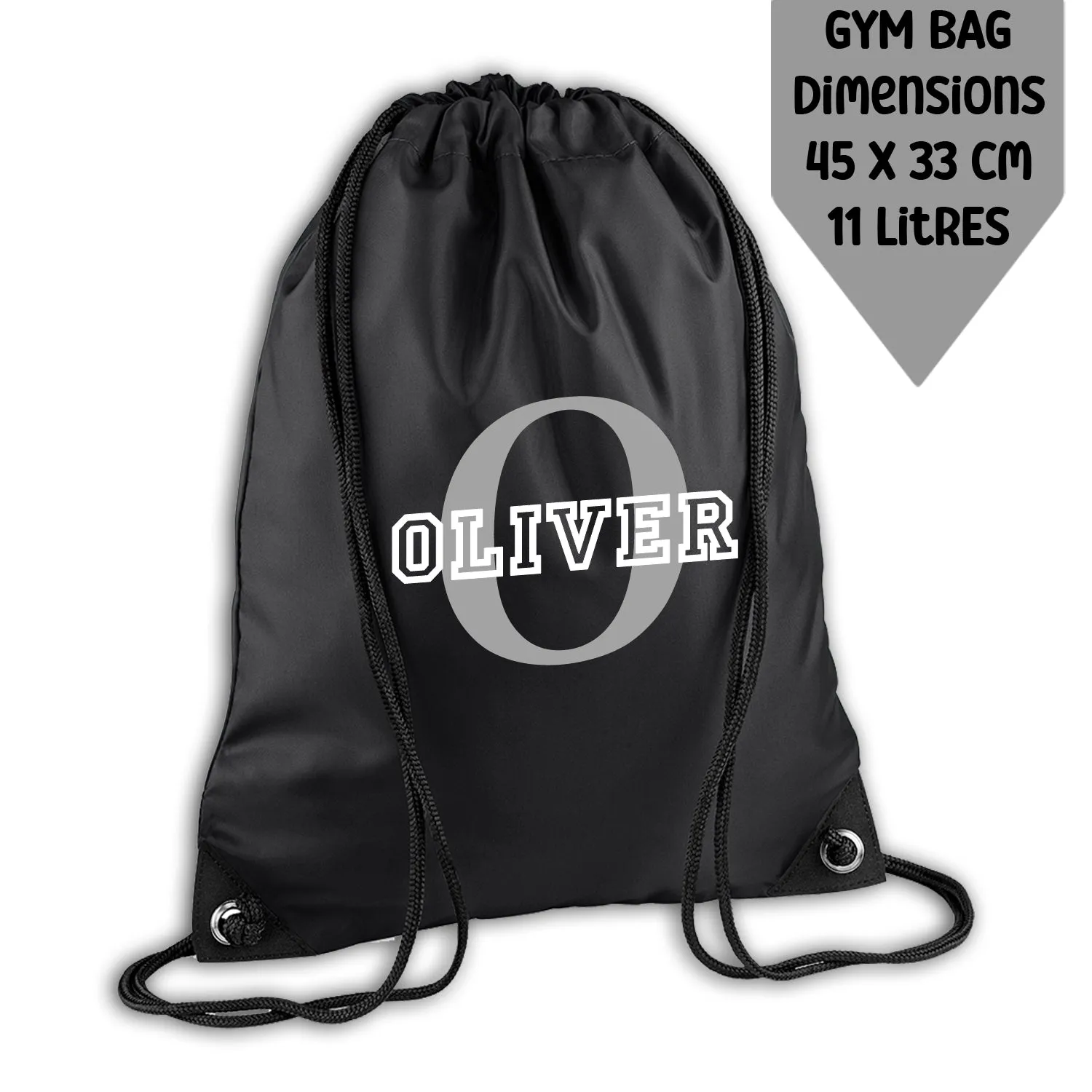 Personalised Backpack Kids 18 12 or 9 Litre Initial and Name Lunch Bag Water Bottle Pencil Case School PE Bag Back To School Black