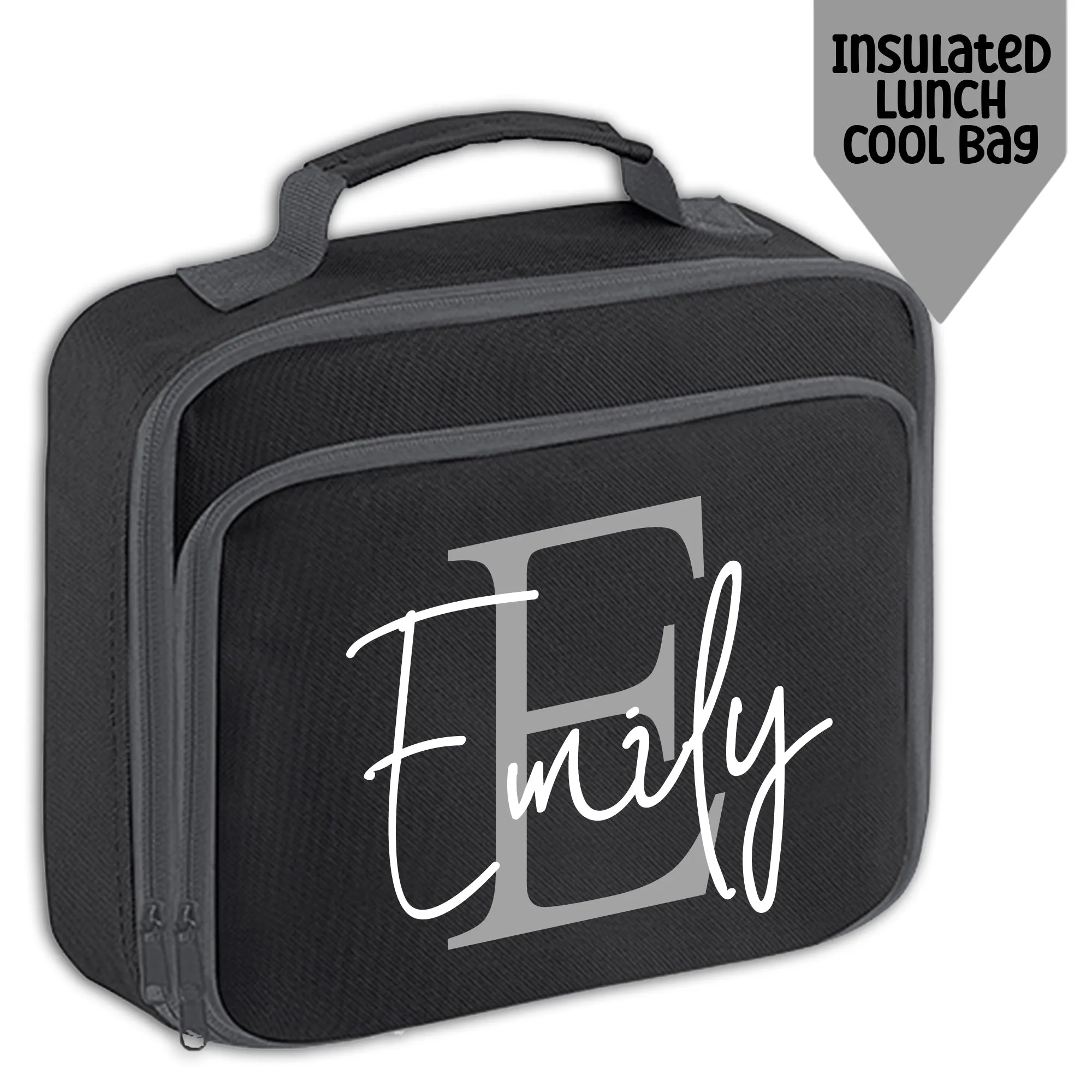 Personalised Backpack Kids 18 12 or 9 Litre Initial and Name Lunch Bag Water Bottle Pencil Case School PE Bag Back To School Black