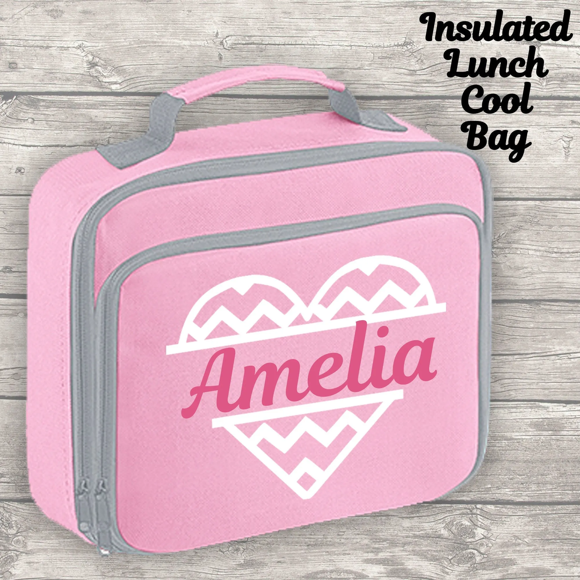 Personalised Heart Backpack Kids 18 12 or 9 Litre Boys Girls Name Lunch Bag Water Bottle Pencil Case School PE Bag Back To School Pink