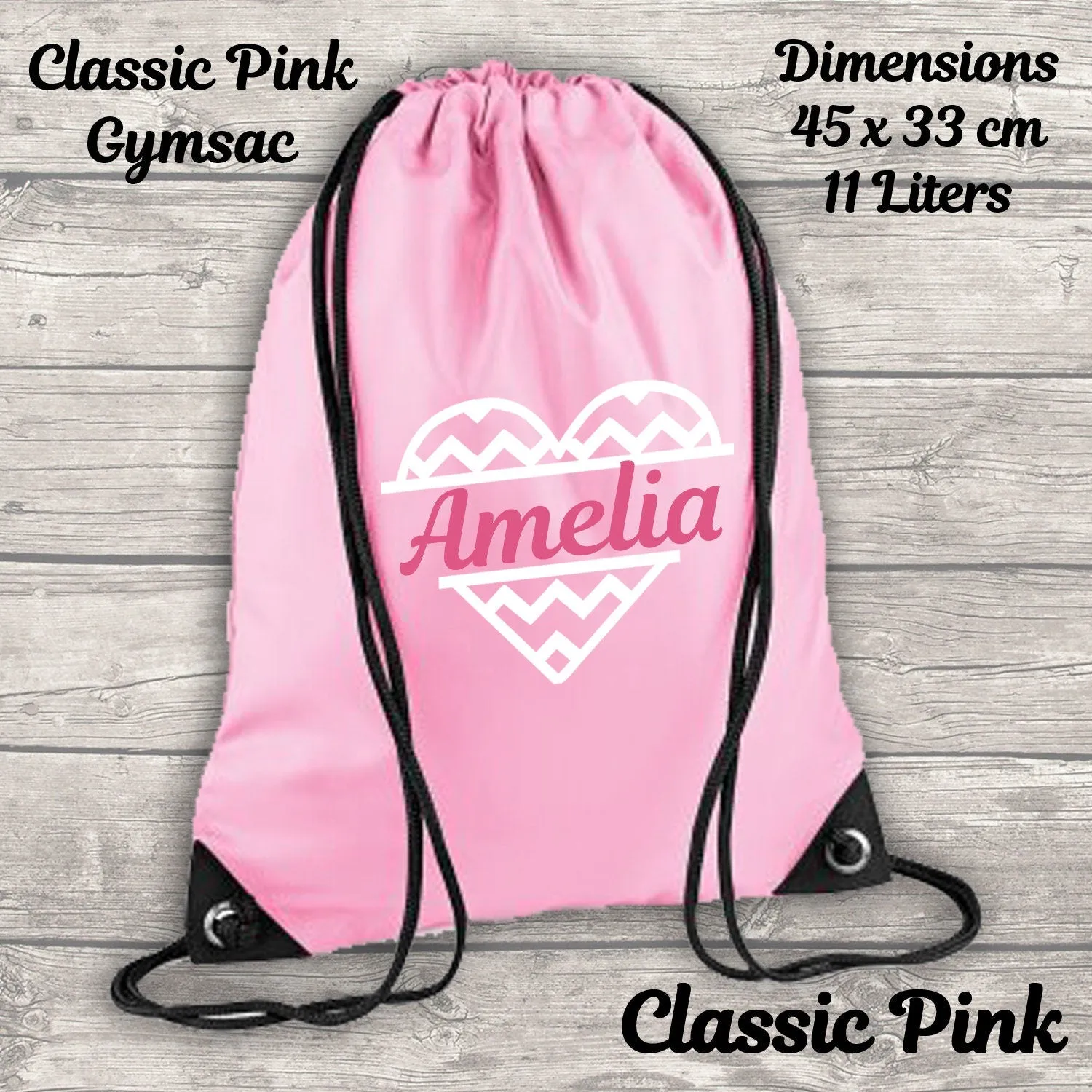 Personalised Heart Backpack Kids 18 12 or 9 Litre Boys Girls Name Lunch Bag Water Bottle Pencil Case School PE Bag Back To School Pink
