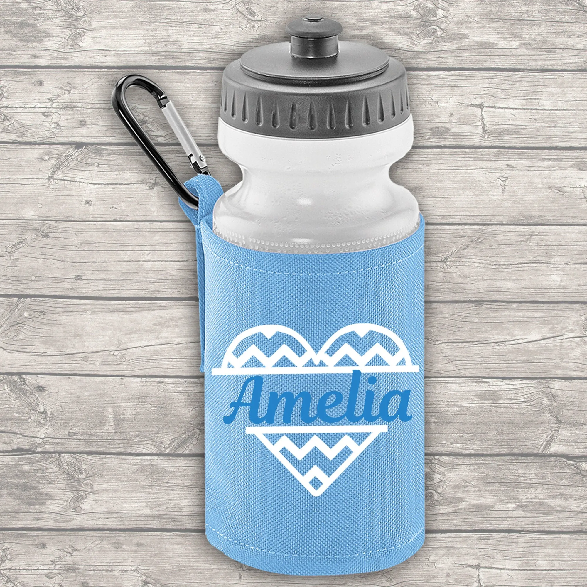Personalised Heart Backpack Kids 18 or 9 Litre Boys Girls Name Lunch Bag Water Bottle Pencil Case School PE Bag Back To School Sky Blue