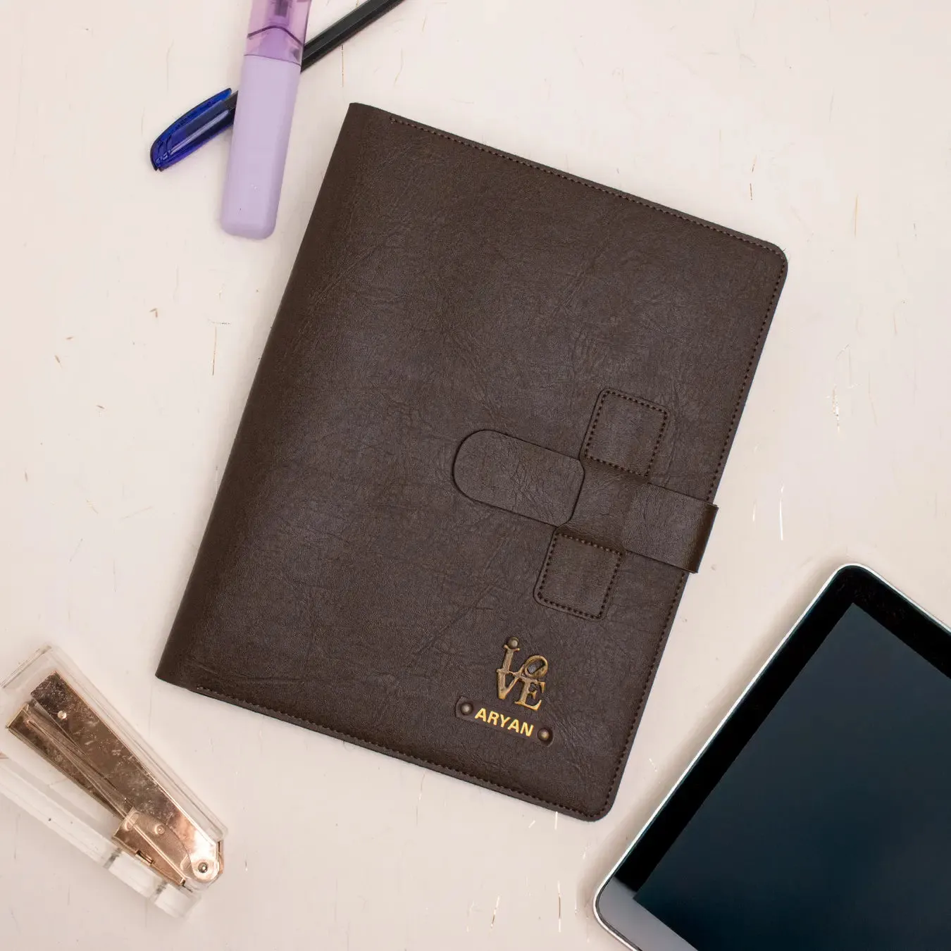 PERSONALISED TABLET ORGANISER - BROWN