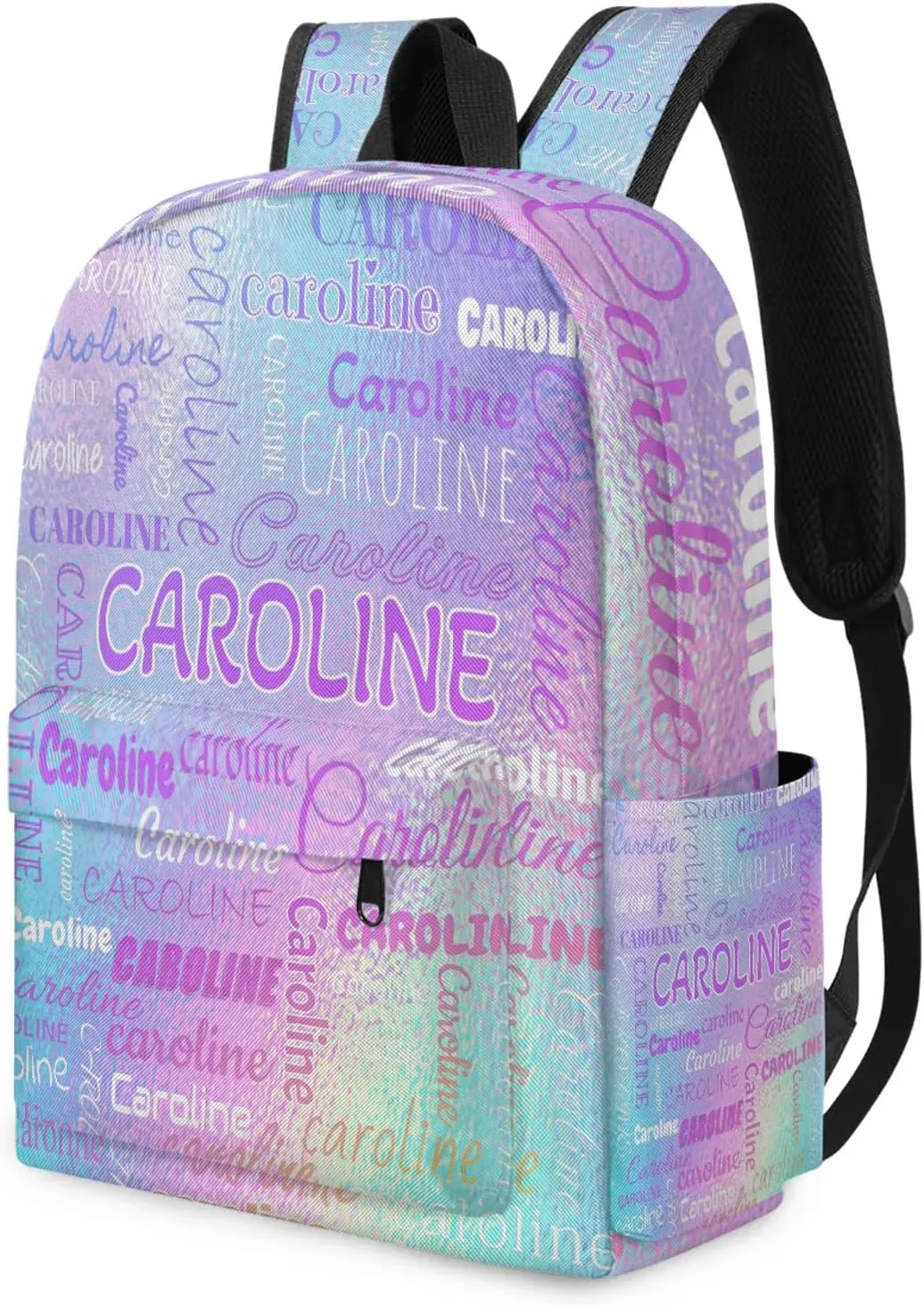 Personalized Backpack Bag with Name Lightweight Custom Shoulder Bags Waterproof Casual Backpacks Travel Laptop Bag 15.1in, Gradient Blue Purple