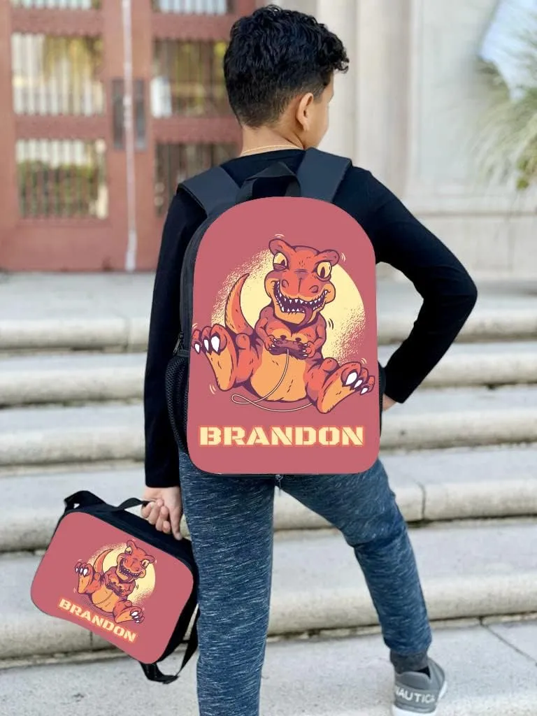 Personalized Backpack Toddler 14" inch - T-Rex Gamer