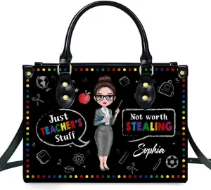 Personalized Teacher Leather Handbag It Takes A Big Heart To Teach Little Minds Custom Name Gifts for Women