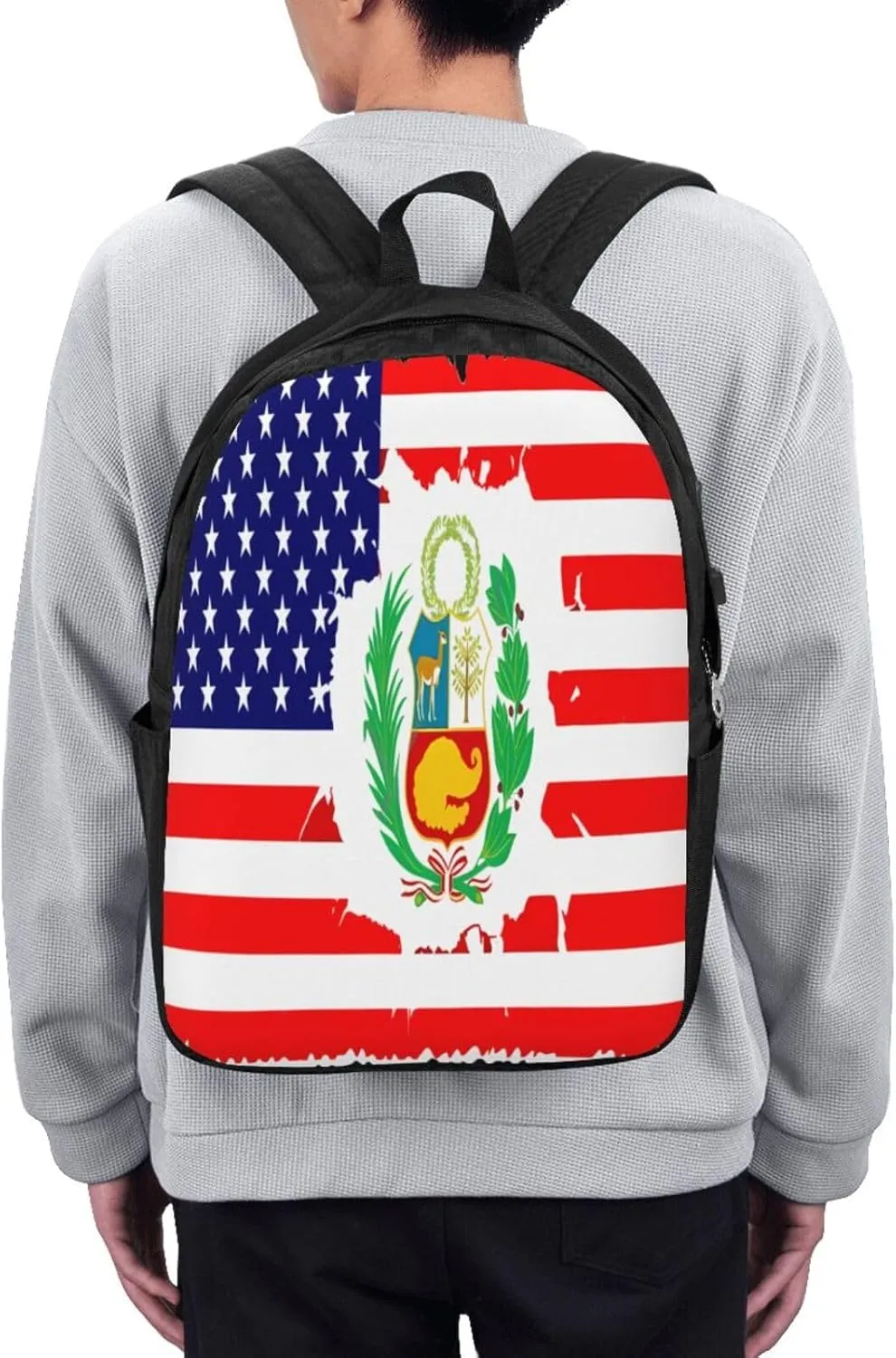 Peruvian Peru American Flag Laptop Backpacks Travel Backpack Casual Business Daypack Sport Rucksack Computer Bag Fits up to 17 Inch Notebook with USB Port