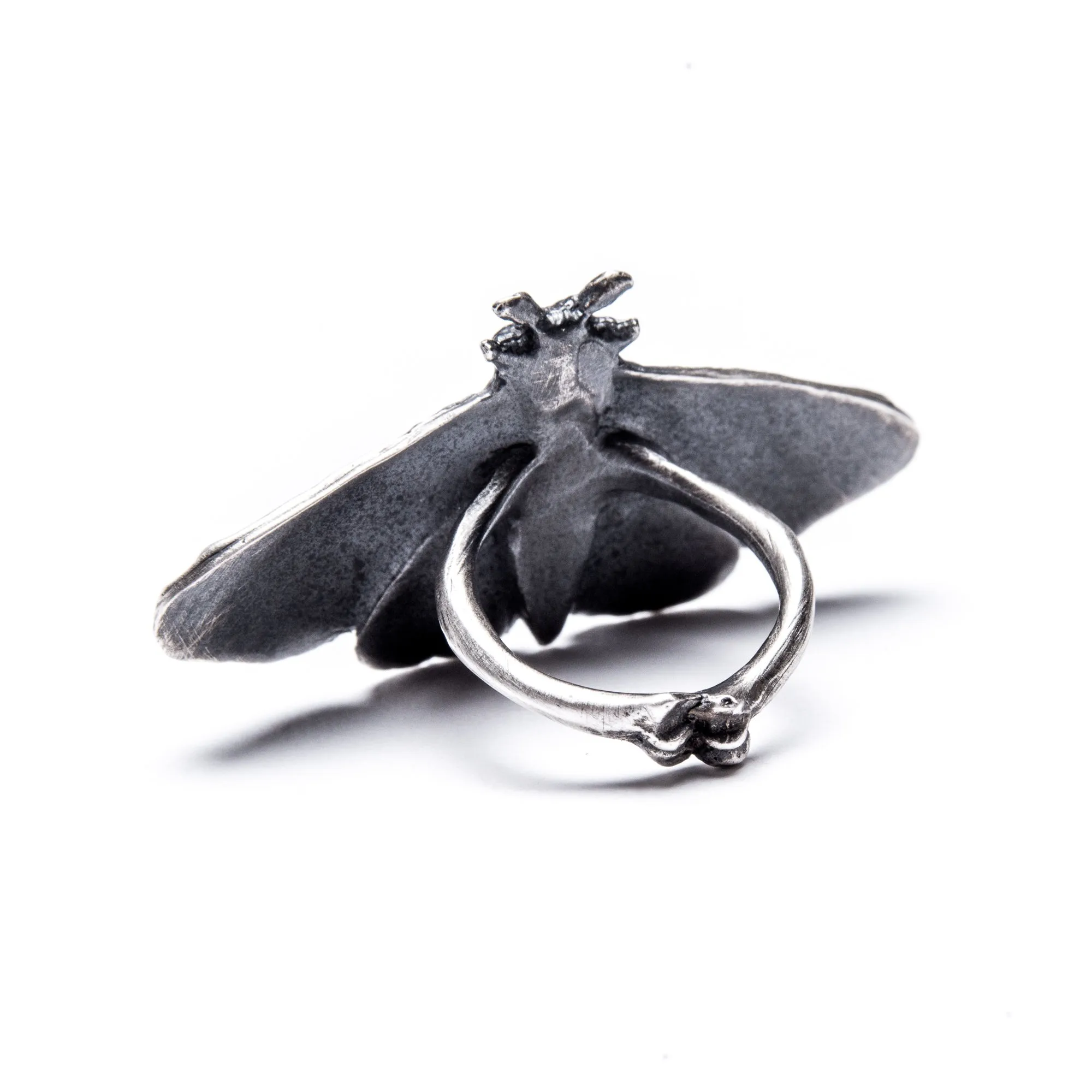 Planchette Moth Ring with black czs