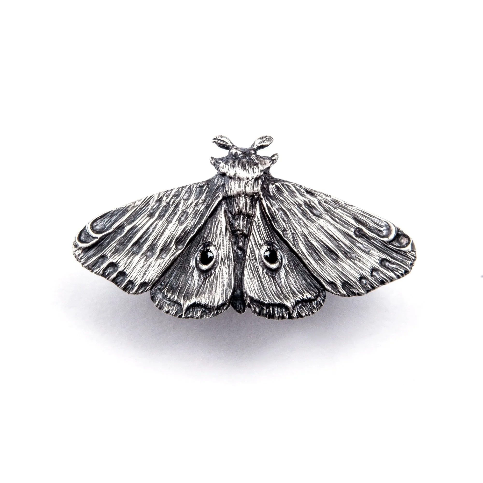 Planchette Moth Ring with black czs