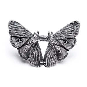 Planchette Moth Twins Ring with black czs