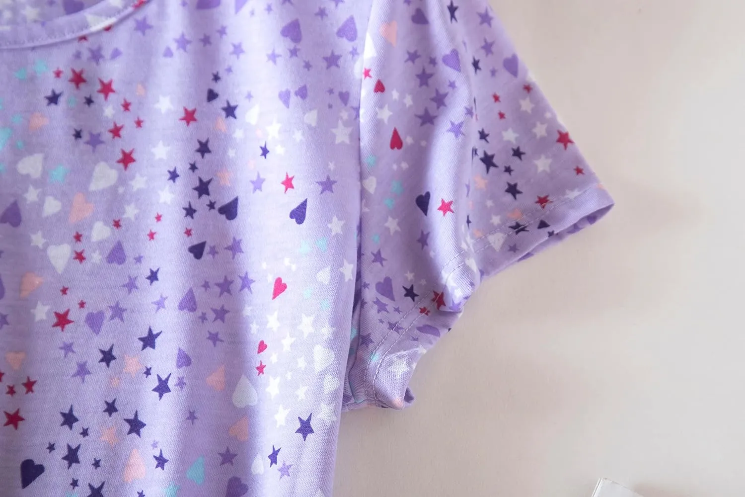PNAEONG 3 Pack Women's Cotton Nightgown Sleepwear Short Sleeves Shirt Casual Print Sleepdress