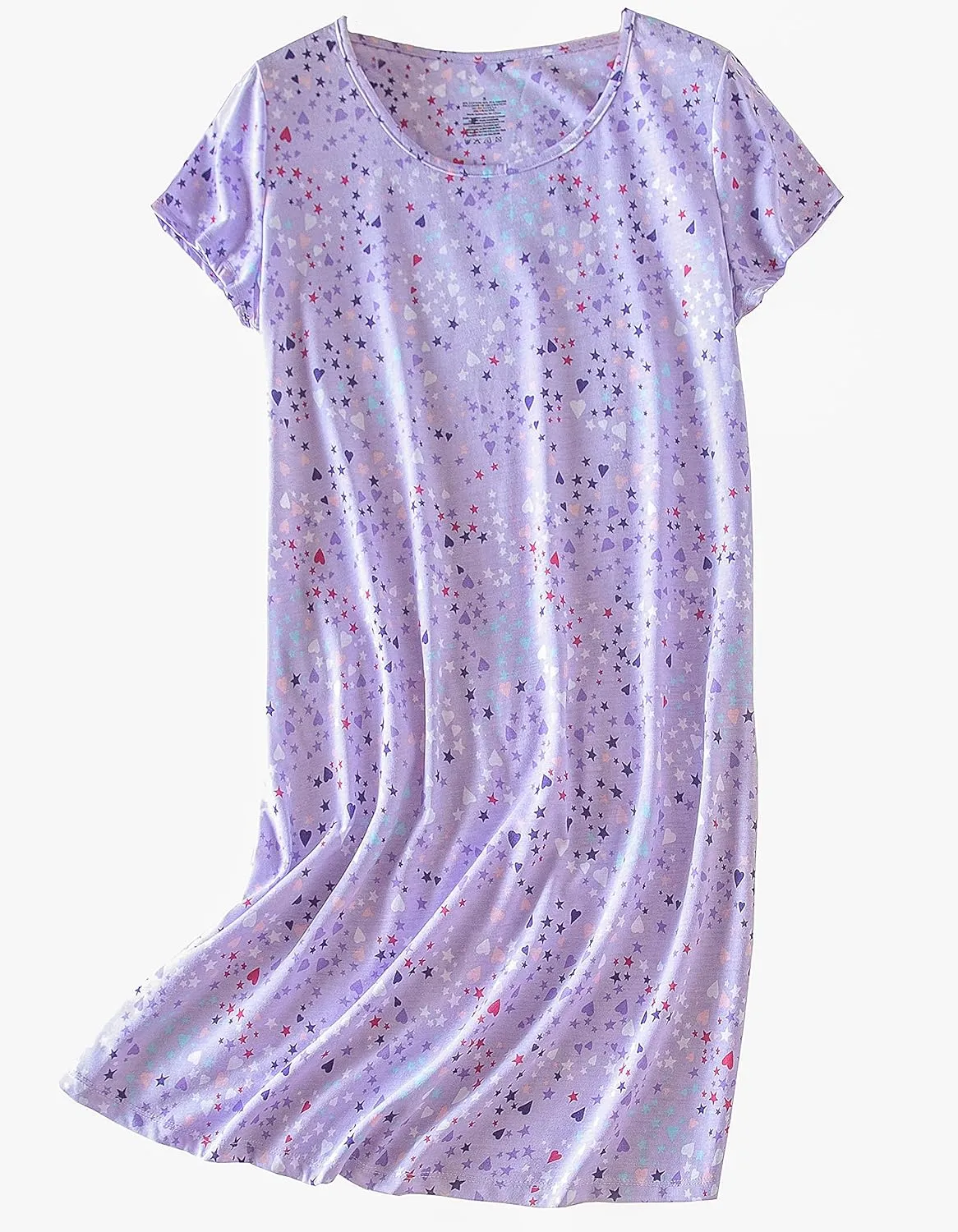 PNAEONG 3 Pack Women's Cotton Nightgown Sleepwear Short Sleeves Shirt Casual Print Sleepdress