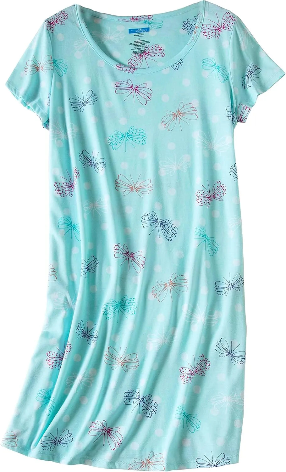 PNAEONG 3 Pack Women's Cotton Nightgown Sleepwear Short Sleeves Shirt Casual Print Sleepdress