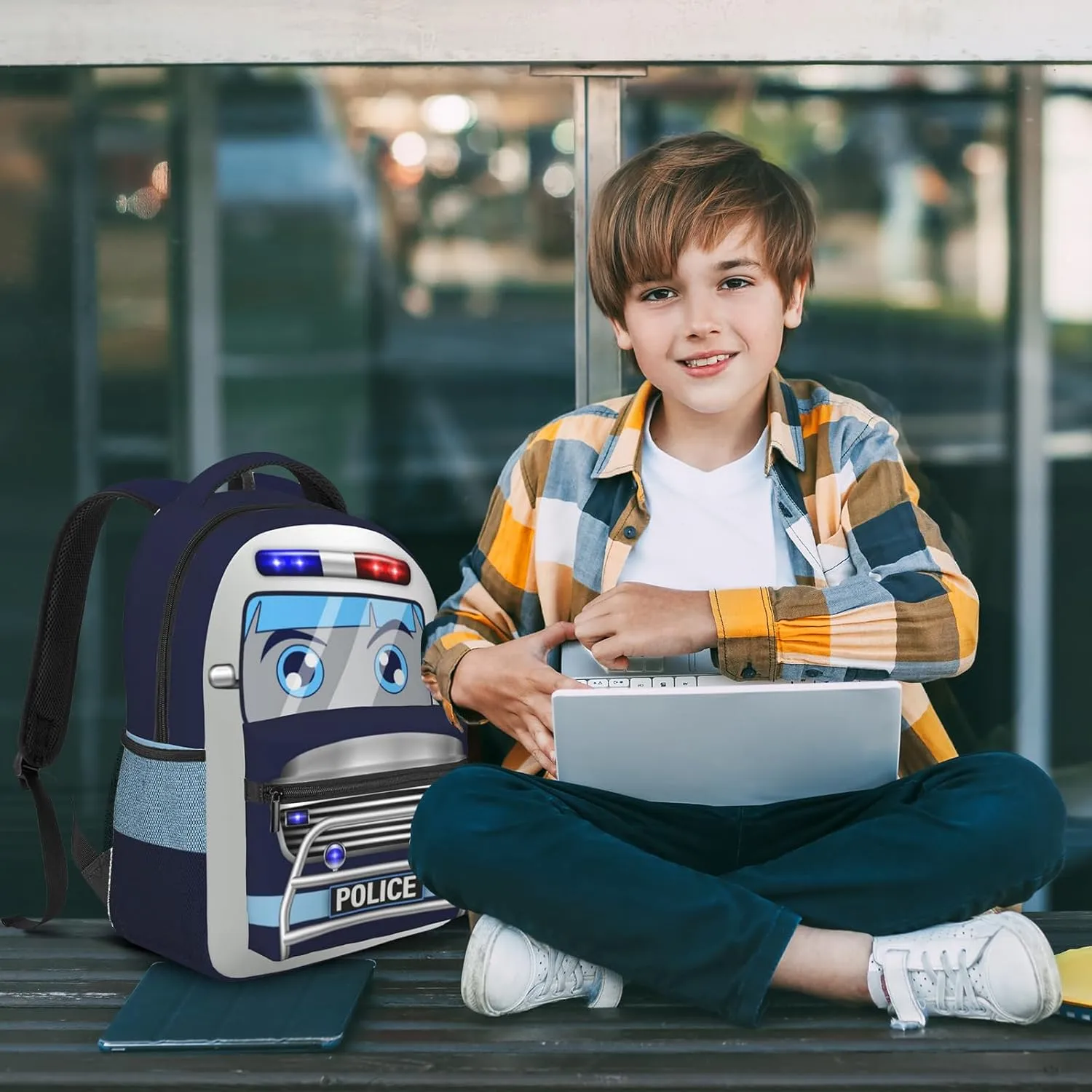 Police Car Preschool Backpack For Boys Kids 3d Cartoon Kids School Bookbag Cute Fun,Comfortable, Water-Resistant And Durable Police Backpack
