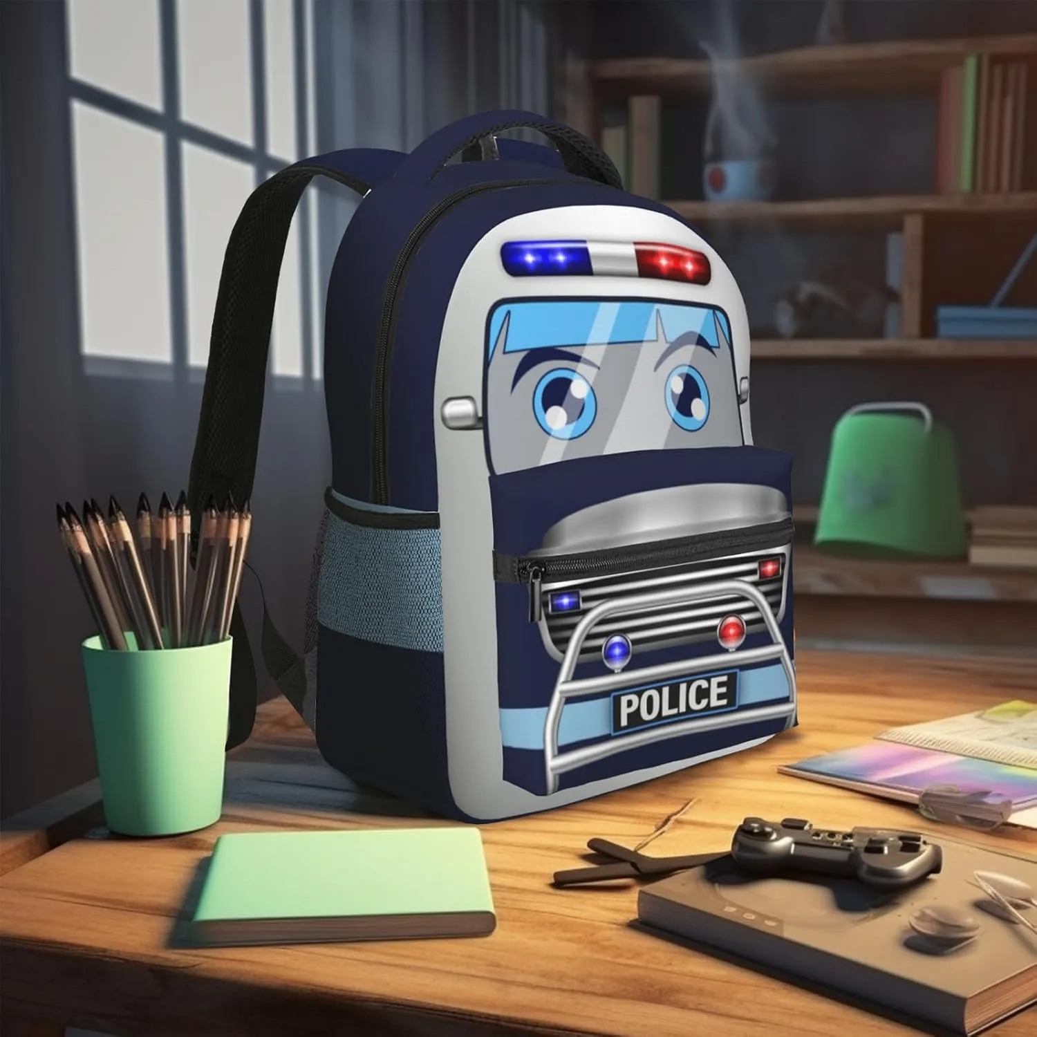 Police Car Preschool Backpack For Boys Kids 3d Cartoon Kids School Bookbag Cute Fun,Comfortable, Water-Resistant And Durable Police Backpack
